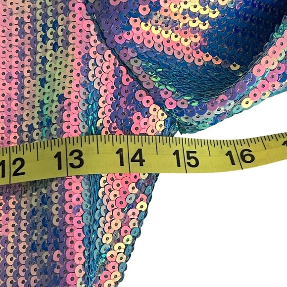 David Koma Sequin Keyhole Back Cutout Mini Dress Gradient Blue Size UK 6 US 0 XS - Picture 9 of 13